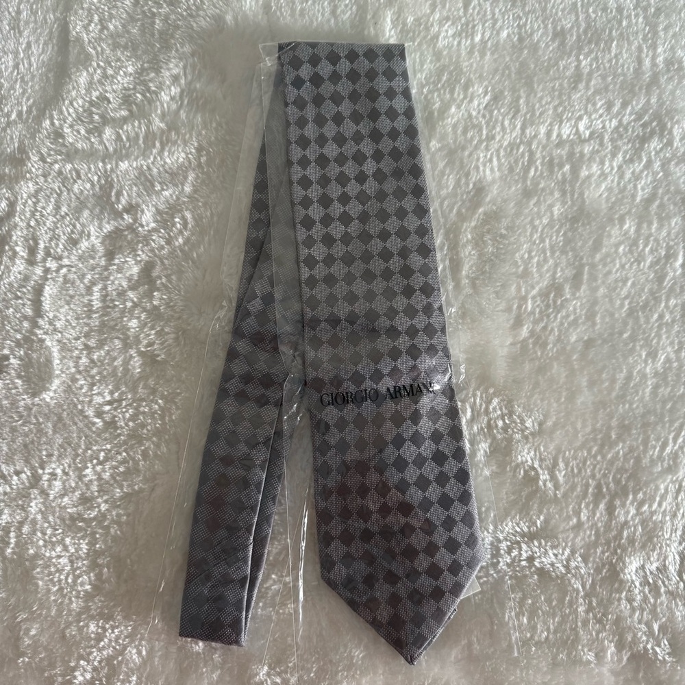 Giorgio Armani Gray Checkered Men's Tie